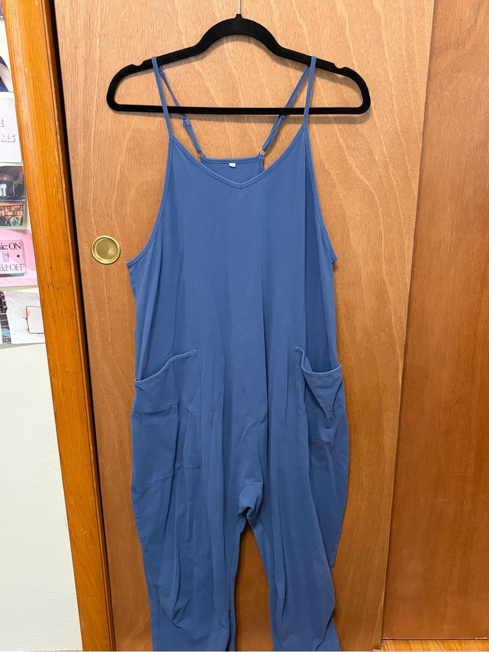 Blue Strappy Pocket Jumpsuit Romper